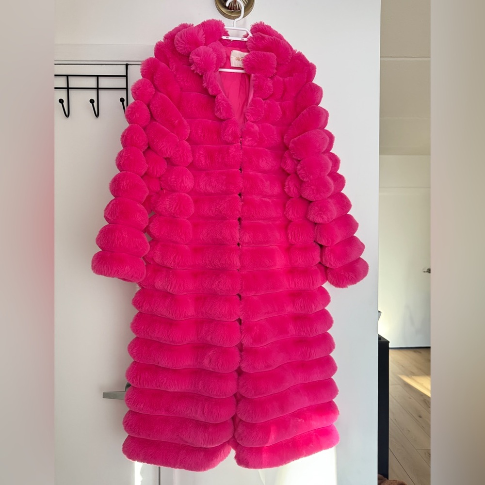 PINK Teddy Coat for Women. Women's faux fur PINK coat